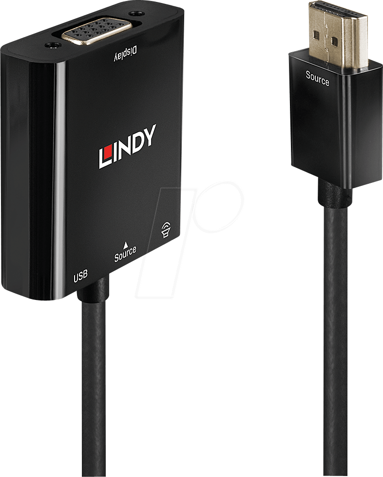 4002888382854 - LINDY HDMI   VGA Adapterkabel HDMI-A Stecker VGA 15pol Buchse 010 m Schwarz 38285 HDMI-Kabel