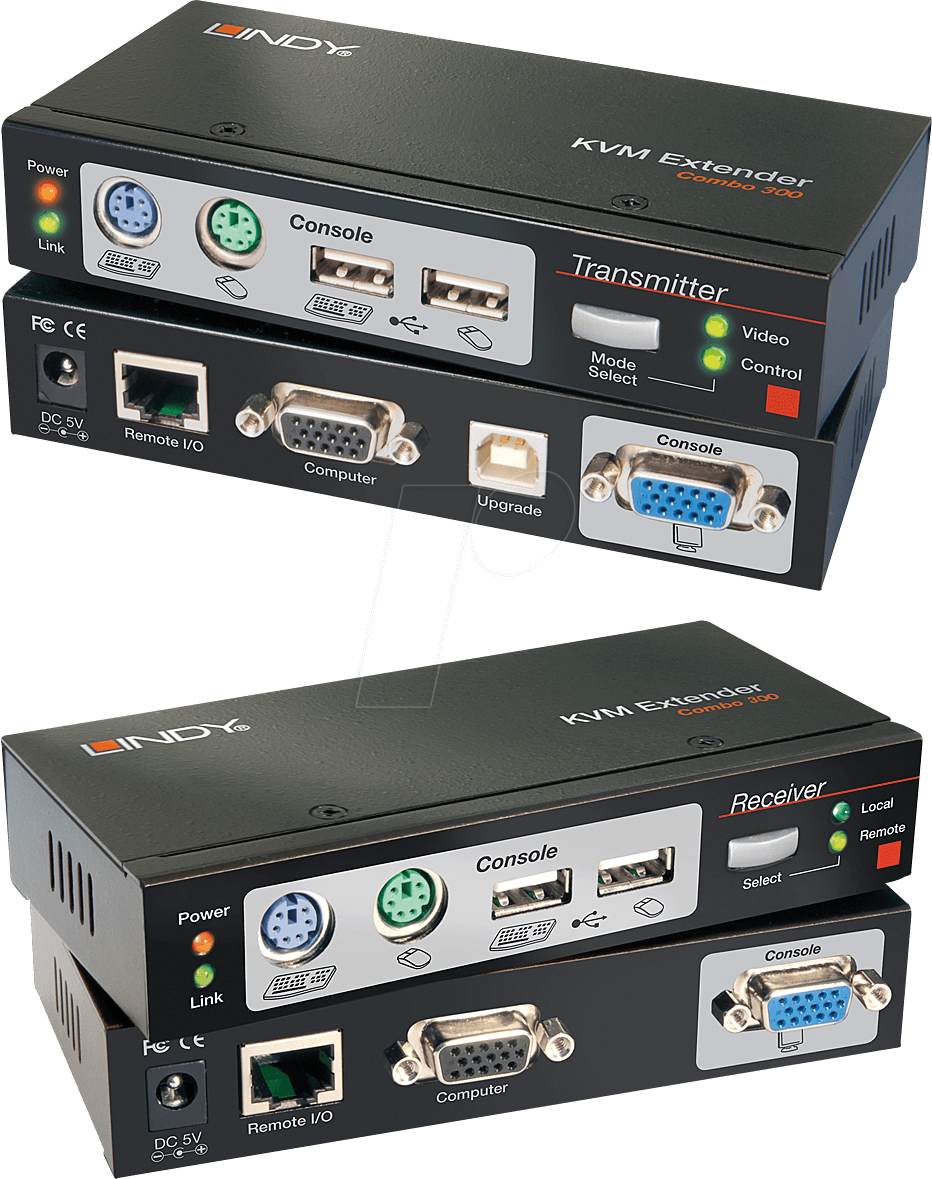 4002888393782 - LINDY LINDY Cat5 KVM Extender Combo 300 KVM Extender über Netzwerkkabel RJ45 300 m