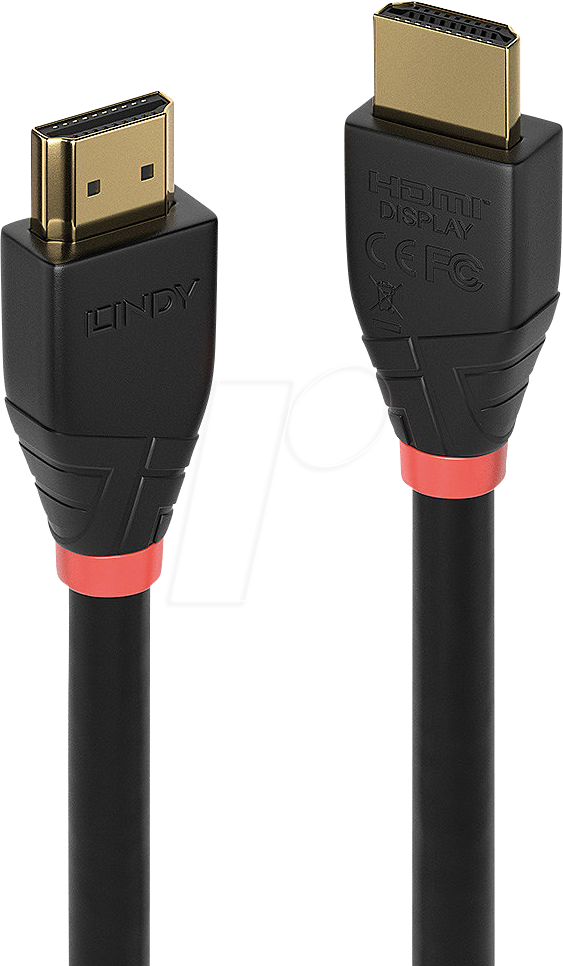 4002888410724 - LINDY HDMI Anschlusskabel HDMI-A Stecker HDMI-A Stecker 1500 m Schwarz 41072 4K UHD vergoldete Steckkontakte HDMI-Kabel