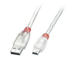 4002888417839 - USB-Kabel usb 20 usb-a Stecker USB-Mini-B Stecker 200 m Transparent 41783 - Lindy