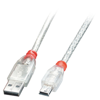 4002888417853 - USB-Kabel usb 20 usb-a Stecker USB-Mini-B Stecker 500 m Transparent 41785 - Lindy