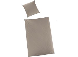 4002895029384 - Luxus-Satin Bettwäsche uni Farbe taupe Größe 135x200 cm - Hahn Haustextilien