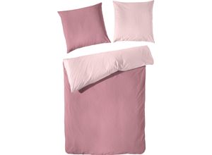 4002895168830 - Wendebettwäsche PRIMERA Kate Bettwäsche Gr B L 240 cm x 220 cm (1 St) B L 80 cm x 80 cm & 80 cm x 80 cm (2 St) Flanell pink (beere pink) Bettwäsche 240x220 cm mit Two-Tone-Optik feines Grafik-Muster ab Größe 135x200