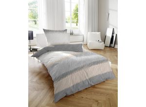 4002895193047 - Bettwäsche PRIMERA Feinbiber-Bettwäsche Gr B L 135 cm x 200 cm Flanell B L 80 cm x 80 cm grau (grau braun) samtweich und natürlich aus reiner Baumwolle