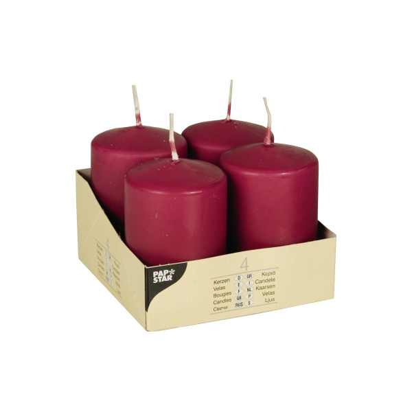 4002911104958 - Stumpenkerzen 10495 bordeaux 80x50mm (HxØ) ca 16 Stunden Brenndauer 4002911104958 4 Stück 4002911104958 - Stumpenkerzen 10495 bordeaux 80x50mm (HxØ) ca 16 Stunden Brenndauer 4002911104958 4 Stück