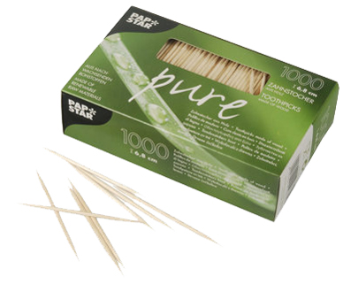 4002911127353 - Pure Zahnstocher Rund aus Holz 1 Packung = 1000 Stück Länge 68 cm