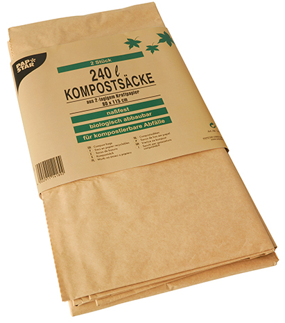 4002911141892 - Kompostsäcke 2-lagiges Kraftpapier 240L 115 cm x 80 cm x 30 cm braun 2 Stk