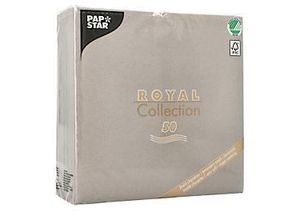 4002911208229 - Servietten Royal Collection 5 x 50 Stück 1 4-Falz Stoffoptik 400 x 400 mm Papier grau