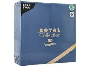 4002911216057 - Servietten Royal Collection 5 x 50 Stück 1 4-Falz Stoffoptik 400 x 400 mm Papier dunkelblau