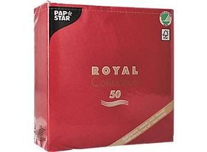 4002911216088 - Servietten Royal Collection 5 x 50 Stück 1 4-Falz Stoffoptik 400 x 400 mm Papier bordeaux