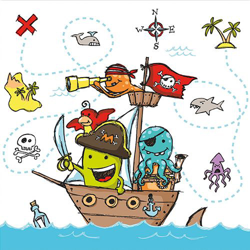 4002911378205 - Motivservietten Pirate Crew 330 x 330 mm