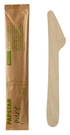 4002911422465 - Holzmesser Messer aus Holz 165mm natur einzeln verpackt in Papierbeutel 50 Stk