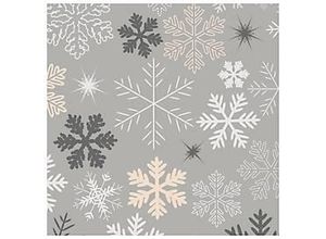 4002911442944 - Servietten ROYAL Collection Snowflakes 3-lagig 1 4 Falz saugfähig reißfest B 330 x H 330 mm Recyclingpapier grau 20 Stück