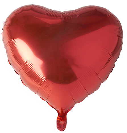 4002911470787 - Folienlufballon Ø 45cm Heart rot mit selbstschließendem Ve