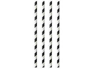 4002911539576 - Trinkhalme Papstar Stripes Einweg L 290 x Ø 6 mm aus FSC®-zertifiziertem Papier schwarz-weiß 100 Stück