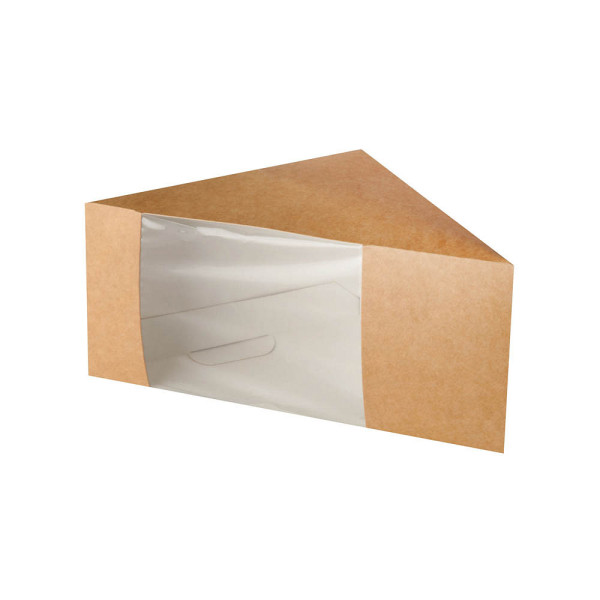 4002911856901 - Sandwichboxen Pappe mit Sichtfenster aus PLA pure 123 cm x 123 cm x 82 cm braun 85690 4002911856901 85690 50 Stück