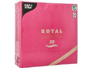 4002911917473 - Servietten Royal Collection 5 x 50 Stück 1 4-Falz Stoffoptik 400 x 400 mm Papier fuchsia