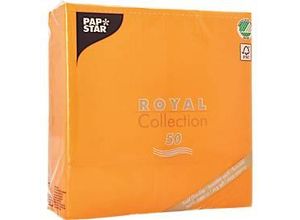 4002911939482 - Servietten Royal Collection 5 x 50 Stück 1 4-Falz Stoffoptik 400 x 400 mm Papier orange