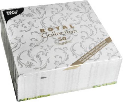 4002911941096 - Servietten 40cm 1 4 Falz Royal Damascato grau 50 Stk