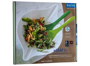 4002942290637 - Salatschale mit Besteck 3 l Salatschüssel leaf l+ Kunststoff weiß - Koziol