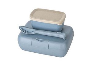 4002942595312 - Lunchbox KOZIOL Bentobox L + Besteck-Set CANDY READY Lebensmittelaufbewahrungsbehälter Gr B H L 135 cm x 65 cm x 19 cm blau (nature flower blue) Lunchboxen CO² neutral Made in Germany Biozirkulärer Kunststoff