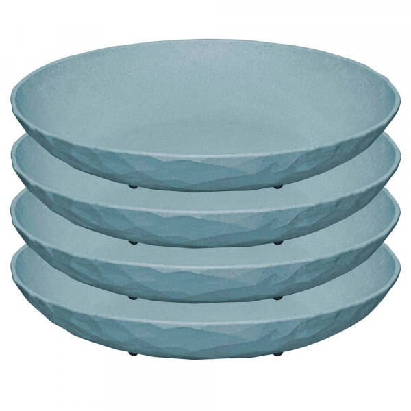 4002942595596 - Suppenteller KOZIOL CLUB PLATE tief Ø 22 cm aus biozirkulärem Material CO² neutral Speiseteller Gr 22 cm blau (nature flower blue) Spülmaschinengeeignet und melaminfrei Made in Germany