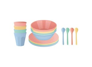 4002942660003 - Geschirr-Set KOZIOL NORA SET MACARONS Geschirr-Sets Gr 16 tlg bunt (sweet blue green pink yellow) 100% recycelbar made in Germany melaminfrei