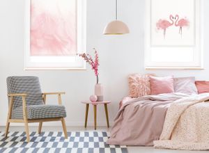 4003018355472 - Seitenzugrollo Easyfix Rollo Digiprint Gr 6 rosa (rosa weiß weiß) B80cm H150cm Polyester Rollos mit Weidenkätzchen Motiv