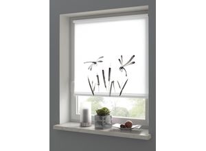 4003018370987 - Seitenzugrollo weiß   Dekor weiß B75cm H150cm Polyester Rollos Klemmträger mit Feststellschraube