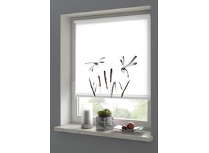 4003018370994 - Seitenzugrollo weiß   Dekor weiß B100cm H150cm Polyester Rollos Klemmträger mit Feststellschraube