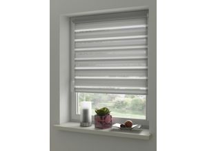 4003018381457 - Seitenzugrollo EASYFIX Doppelrollo mit Montageschiene grau B90cm H150cm Polyester Rollos Schraubmontage möglich