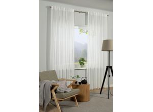 4003018382614 - Gardine GRS Schal Zen Silence mit Gardinenband weiß B135cm H245cm Obermaterial 100% Kunststoff Gardinen blickdicht Kunststoff Stoff aus 50 % recyceltes Polyester