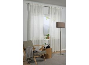 4003018382638 - Gardine GRS Schal Zen Silence mit Gardinenband weiß (reiskörner weiß) B135cm H245cm Obermaterial 100% Kunststoff Gardinen blickdicht Kunststoff Stoff aus 50 % recyceltes Polyester