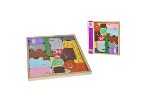 4003046010008 - Eichhorn Wooden Animal Shapes in Wooden Box 14 pcs