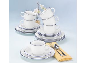 4003106995108 - Kaffeeservice SELTMANN WEIDEN Geschirr-Set Service Compact Blaurand Geschirr-Sets Gr 18 tlg weiß (weiß blau) Geschirr-Sets für 6 Personen Made in Germany 18 Teile