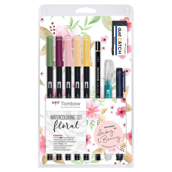 4003198130272 - Brush-Pen-Set Watercoloring Set Floral 03 + 30 + 100 mm Mehrfarbig