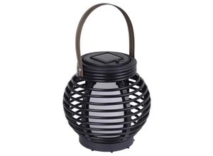 4003222875254 - Näve Leuchten LED Solar-Tischdeko Rattan-Flamme h15cm (Farbe schwarz)