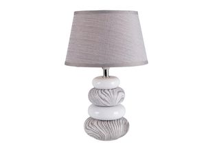 4003222879481 - Tischleuchte Keramikfuß Textilschirm grau 31cm Höhe 1xE14 40W