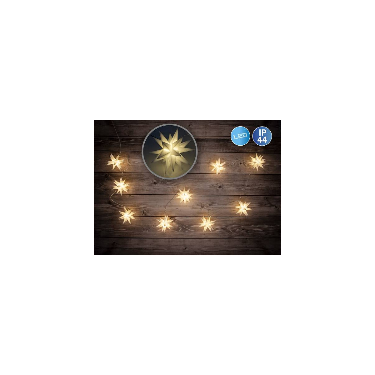 4003222880838 - LED-Lichterkette NÄVE LED-Weihnachtslichterkette 3D-SterneWeihnachtsdeko aussen Lichterketten Gr Dioden 9 St x Gesamtlänge 5 m weiß Weihnachtsbaumbeleuchtung Lichterketten 3D-Stern