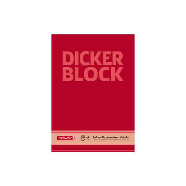 4003273042230 - - Briefblock din A4 liniert 60g m² rot weiß Dicker Block 100 Bl