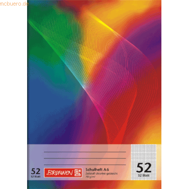 4003273103702 - Schulheft 10-46922 Lineatur 52   kariert A6 70g regenbogen 32 Blatt   64 Seiten 4003273103702 Brunnen