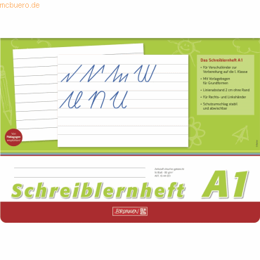 4003273134492 - BRUNNEN Schreiblernheft Lineatur A1 liniert DIN A4 quer ohne Rand 16 Blatt