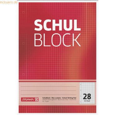 4003273163744 - 10 x Schulblock A4 kariert Lineatur 28 mit Rand 4-fach gelocht