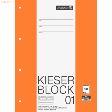 4003273258211 - BRUNNEN LIN1 Notizblock DIN A4 Liniert Geleimt Papier Nicht perforiert 50 Blatt
