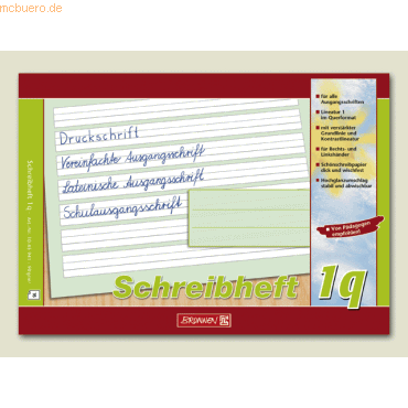 4003273260085 - Schreiblernheft 10-45941 Lineatur 1q   Schreiblern-Lineatur A5 quer  90g grün 16 Blatt   32 Seiten 4003273260085 Brunnen
