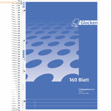 4003273266094 - 5 x Collegeblock Glocken-Design A4 60g qm 160 Blatt 4-fach gel