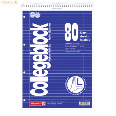 4003273279957 - Collegeblock 10-6791101 Student Lineatur 27   liniert mit Rand innen außen A4 70g blau 80 Blatt 4003273279957 5 Block