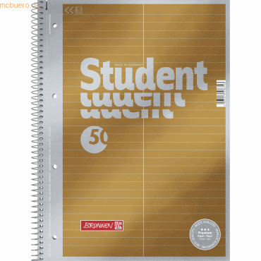 4003273566743 - Collegeblock 10-67146 Student Premium Lineatur 53   liniert   2 Spalten A4 90g orange 50 Blatt 4003273566743 Brunnen