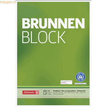 4003273573680 - 10 x Schreibblock Brunnen-Block A4 70g qm 50 Blatt RC blanko