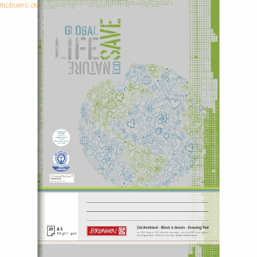 4003273665712 - 10 x Zeichenblock A3 100g qm Recycling 20 Blatt